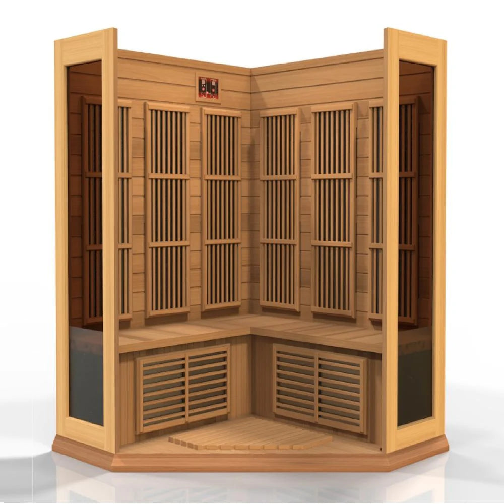 Sauna 3-Person Corner Low EMF (Under 8MG) FAR Infrared Sauna (Canadian Red Cedar)