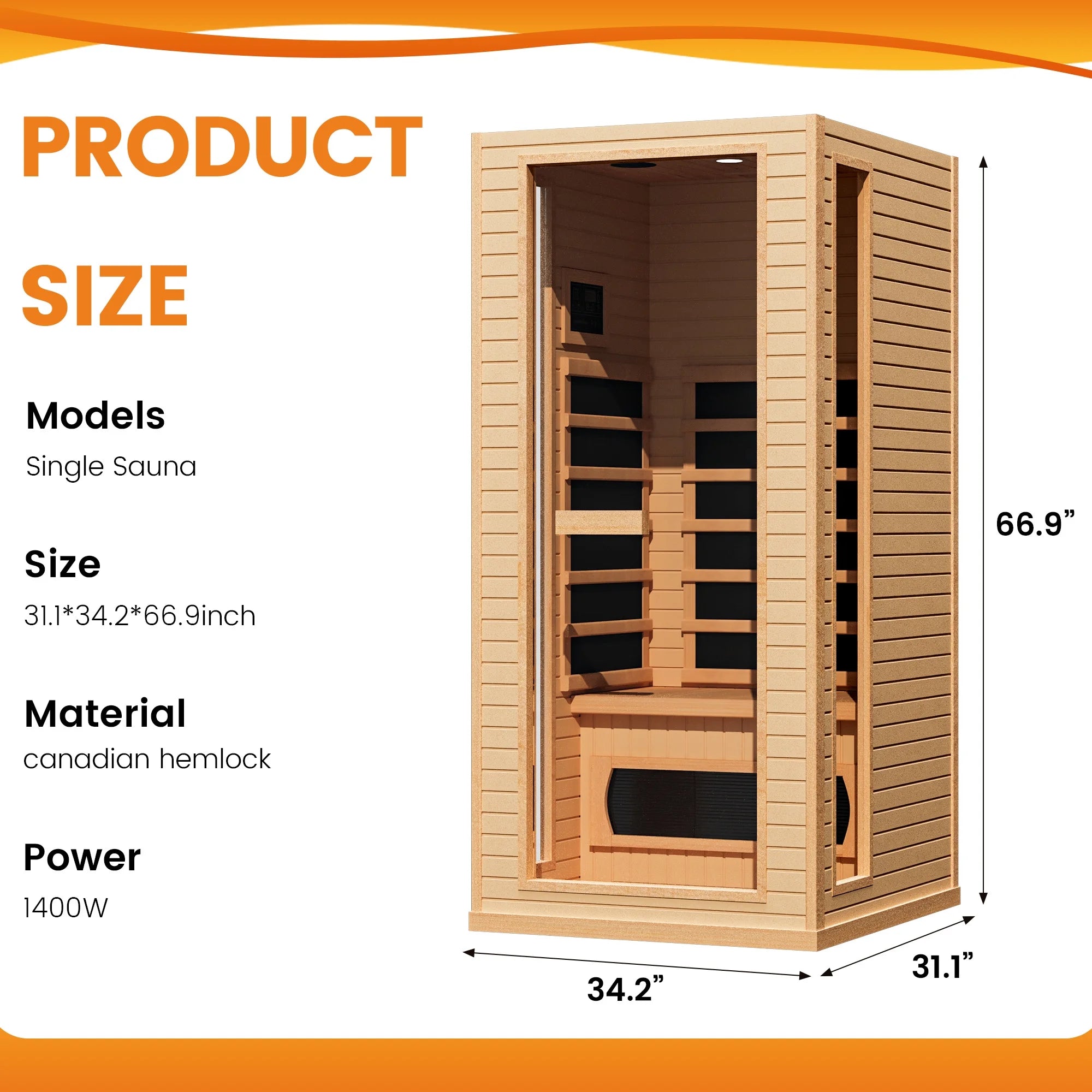Single Sauna, Home Sauna, Low EMF Far Infrared Sauna, Home Spa Sauna,Infrared Saunas for Home